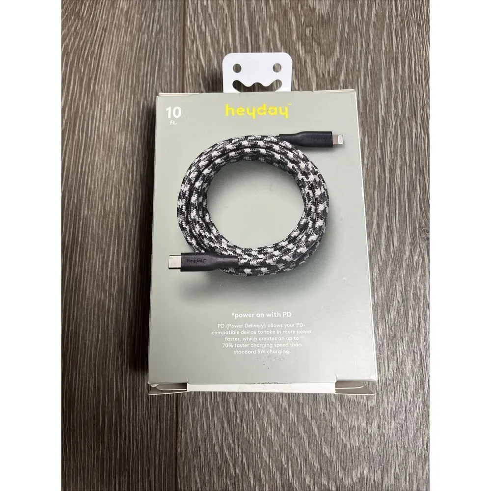 Heyday Fast‎ Charging Cable 10ft iPhone iPad USB With PD Braided Cord